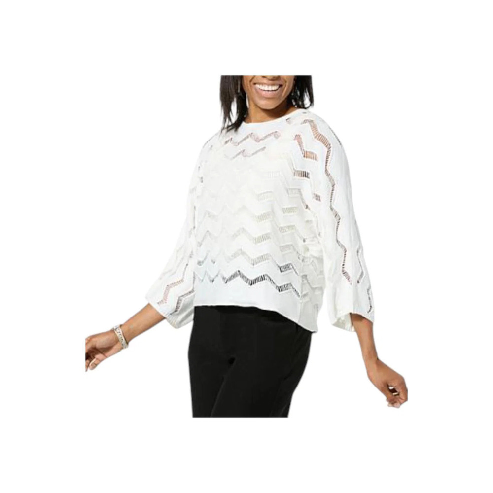 WynneLayers Chevron Open-Stitch Sweater Cloud - Regular